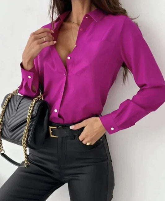 Women Long Sleeve Blouse White Premium Fabric | Elaine-1