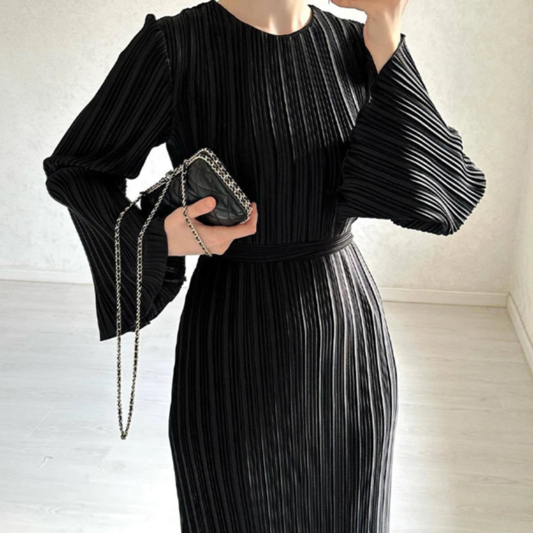 Women Pleated Ruffle Sleeves Maxi Dress | Hollie