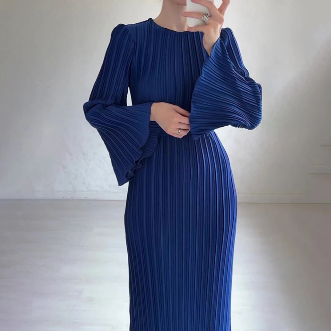 Women Pleated Ruffle Sleeves Maxi Dress | Hollie
