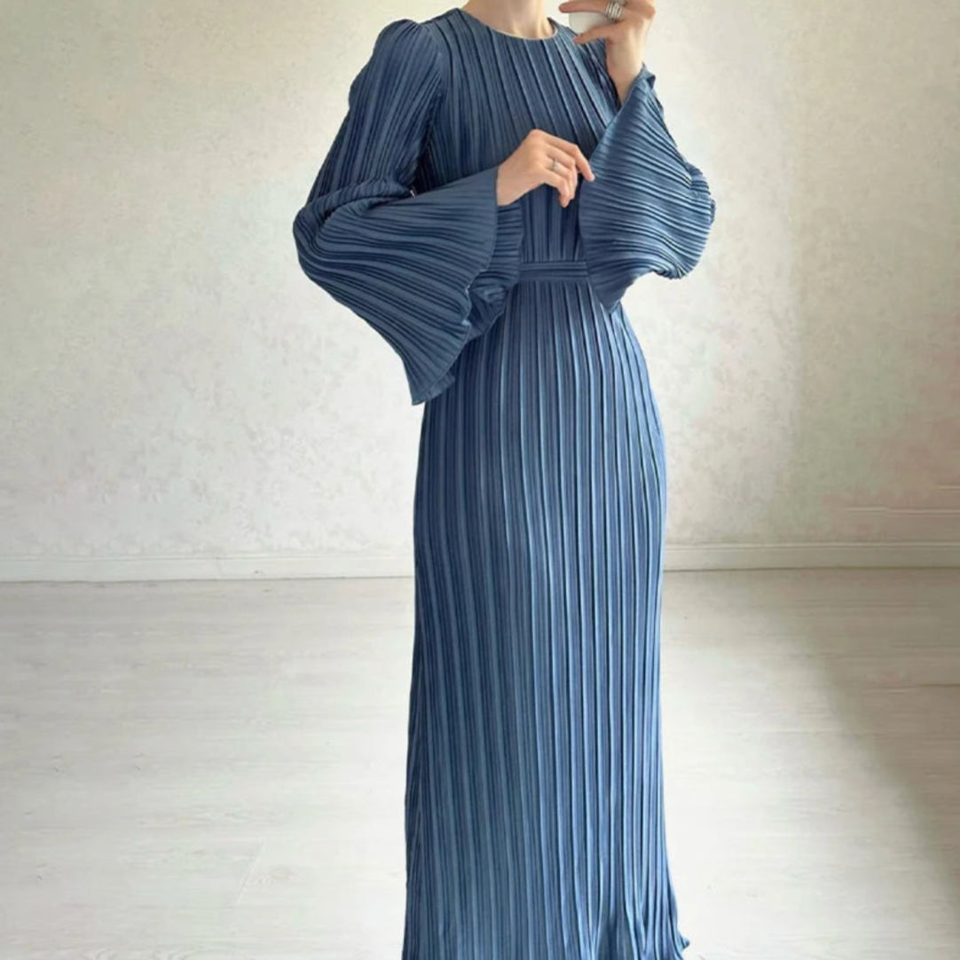 Women Pleated Ruffle Sleeves Maxi Dress | Hollie