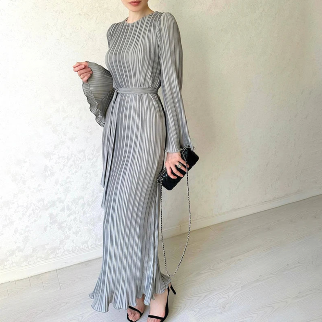 Women Pleated Ruffle Sleeves Maxi Dress | Hollie