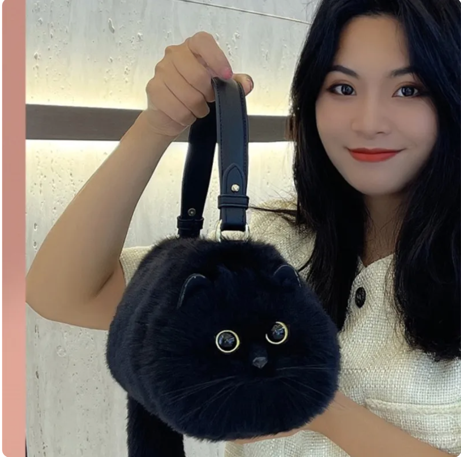 Women Handbag Cat Design Plush | Whimsical Kitty-5