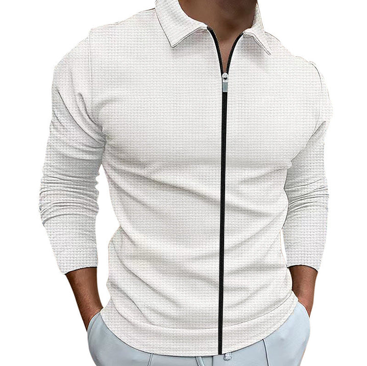 Men's Zip-Up Shirt White Cotton | Classic Style-6