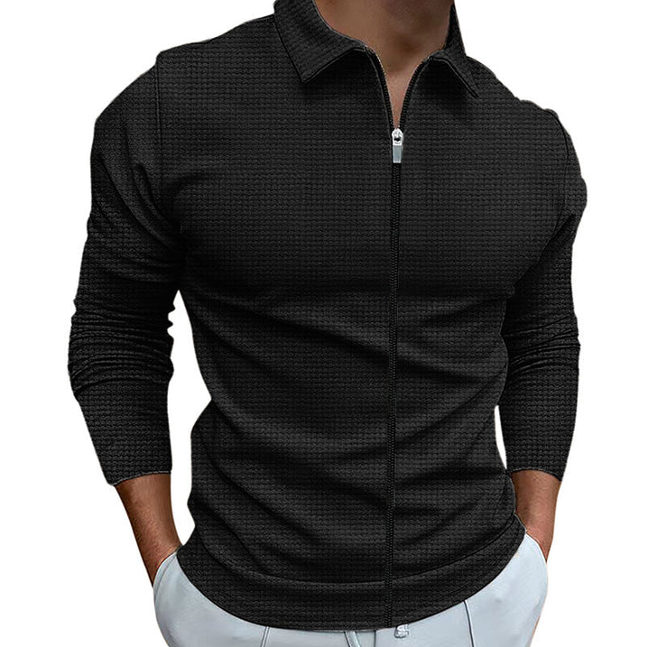 Men's Zip-Up Shirt White Cotton | Classic Style-5