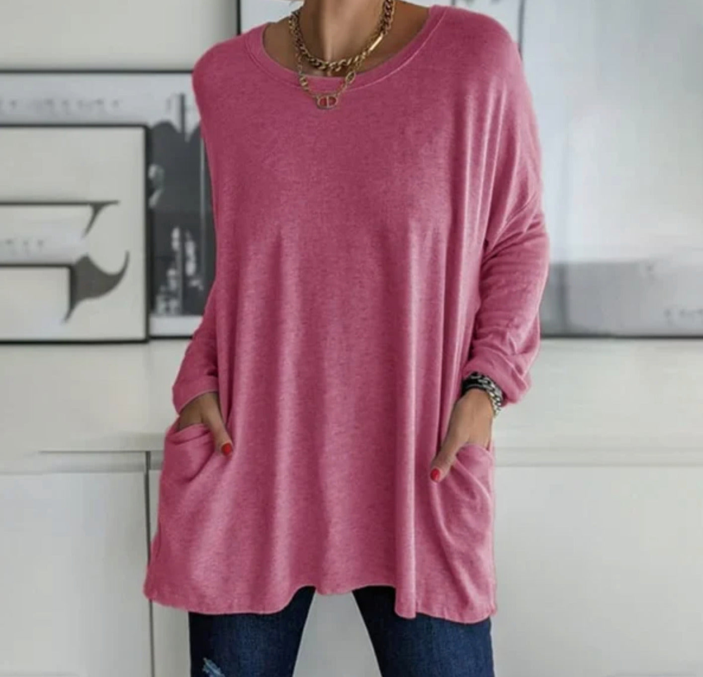 Variant image for Women Long Sleeve Blouse Black Cotton | Ava-29