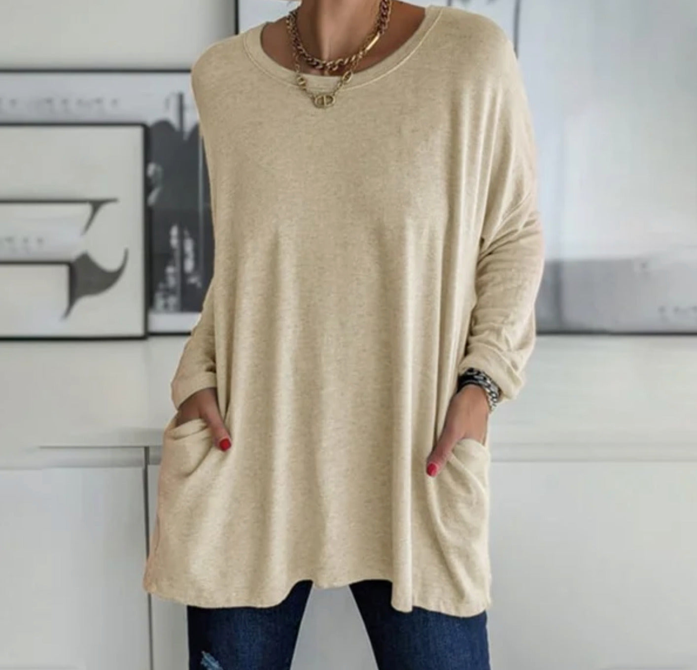 Women Long Sleeve Blouse Black Cotton | Ava-6