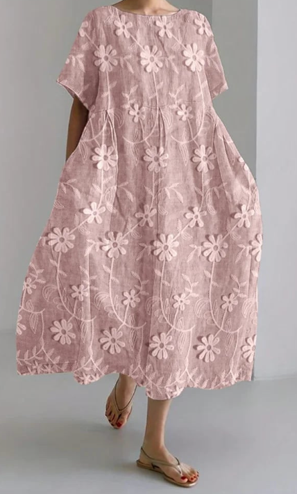 Women Floral Embroidered Midi Dress | Liza