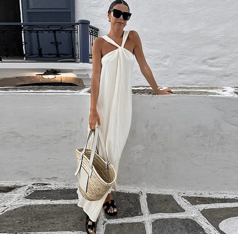 Women Halter Maxi Beach Dress | Roxanne