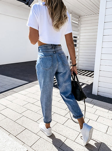 Women High-Waisted Baggy Jeans Blue Denim | Emilie-3