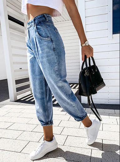 Women High-Waisted Baggy Jeans Blue Denim | Emilie-2