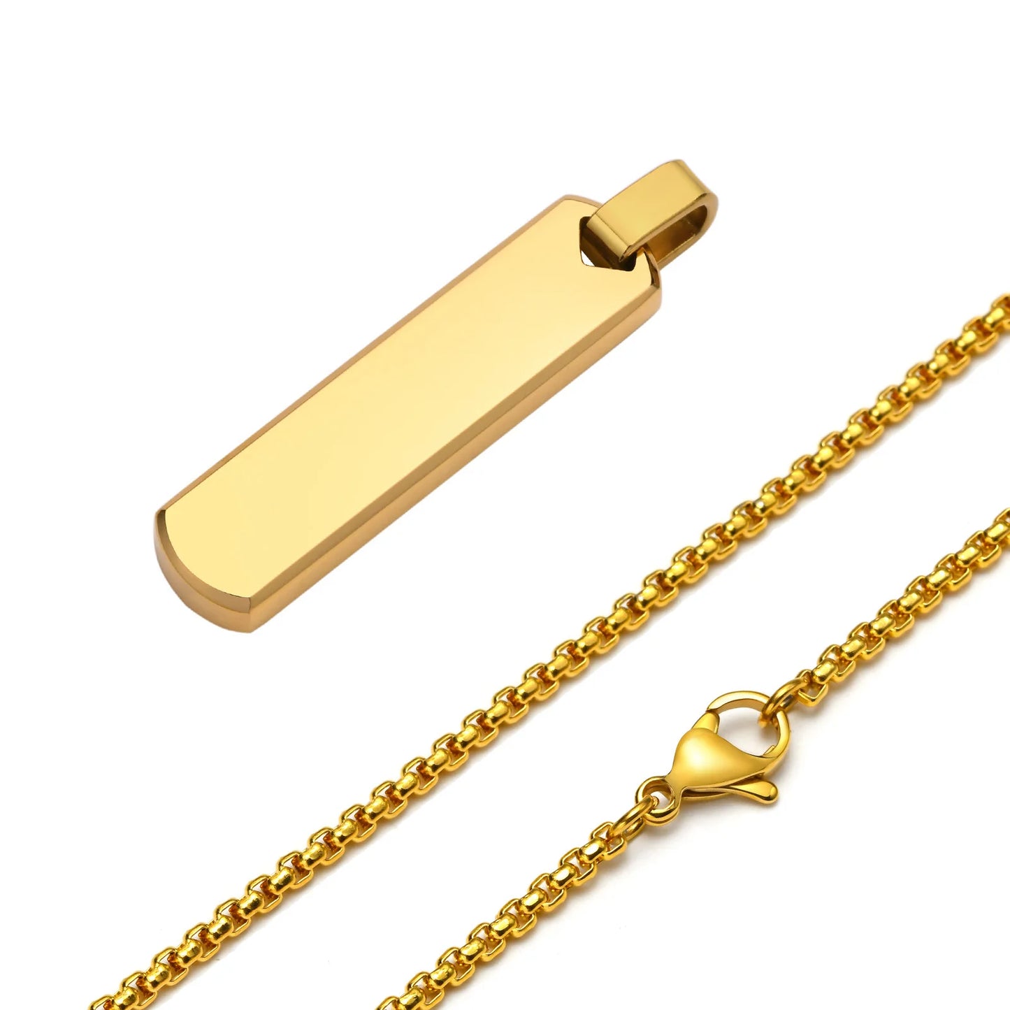 Variant image for Men's Necklace Silver Stainless Steel | Classic Initial Bar Pendant-5
