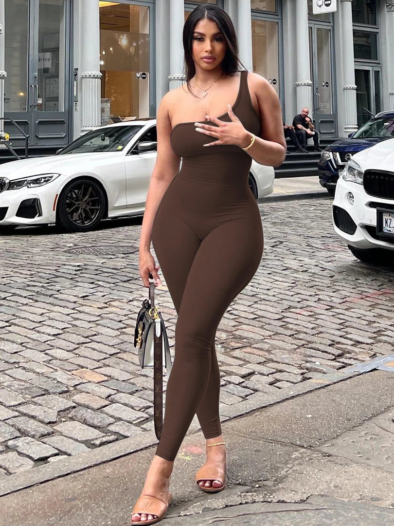 Women One-Shoulder Fitted Jumpsuit | Aurora
