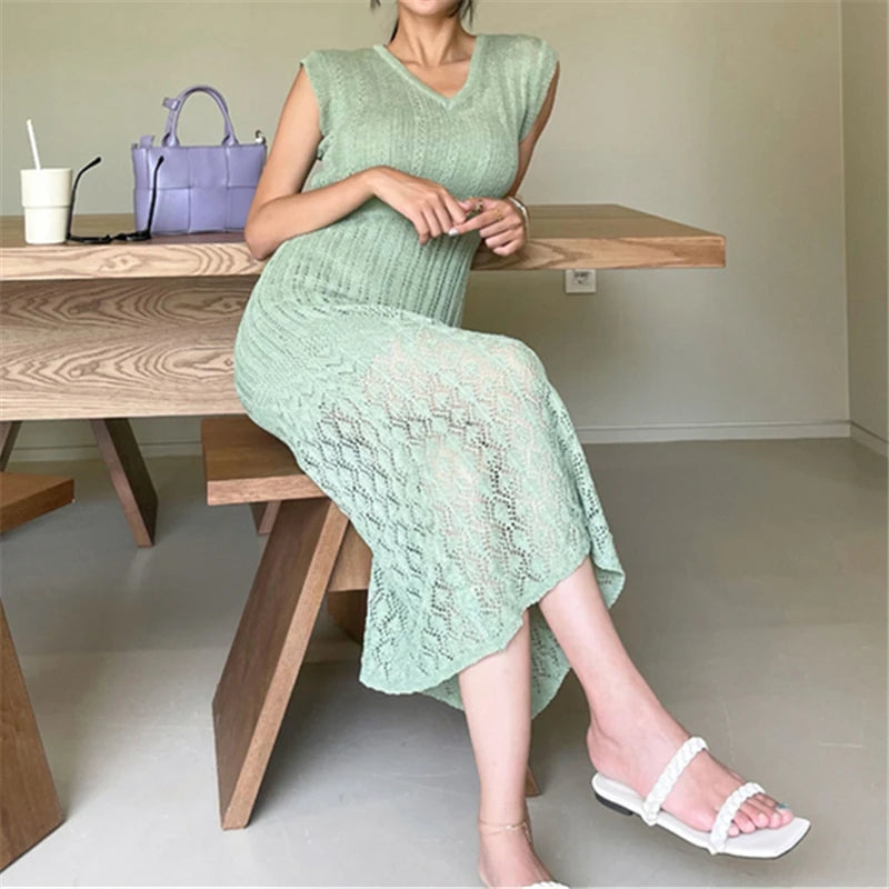 Women Knit Lace Midi Dress | Alexa