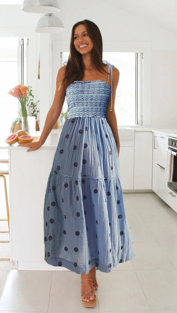 Women Rust Floral Smocked Maxi Dress | Babette