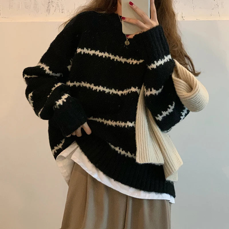 Women Striped Oversized Sweater | Henriette