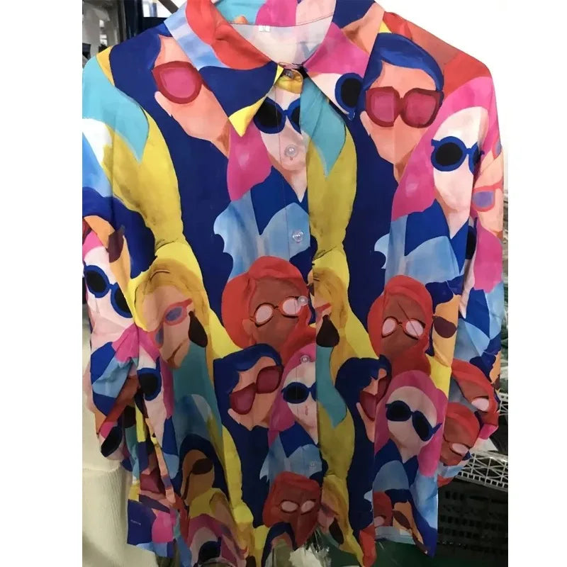 Women Vibrant Long Sleeve Printed Blouse | Delfina