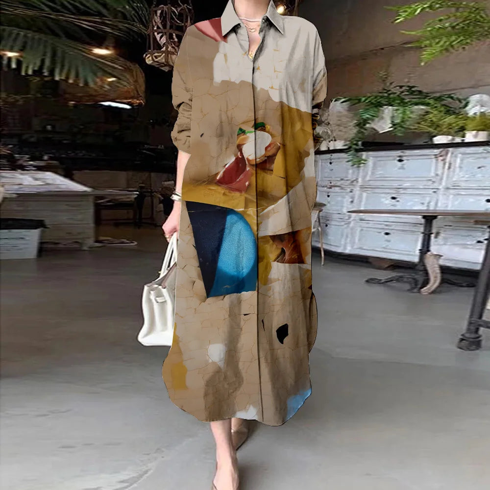 Women Abstract Print Shirt Dress | Aaliyah
