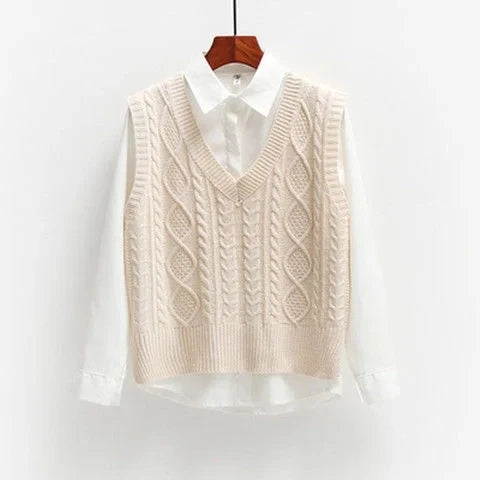 Women Cable Knit Sweater Vest | Amabel