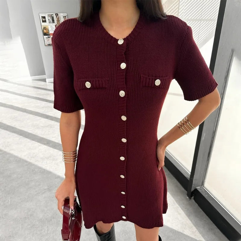 Women Buttoned Knit Dress | Agnes