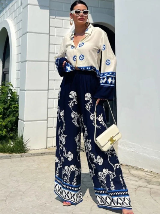 Women Bohemian Embroidered Shirt & Pants Set | Lena