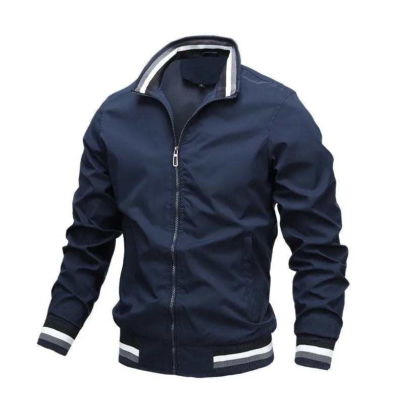 Men Striped Collar Bomber Jacket | Samuel
