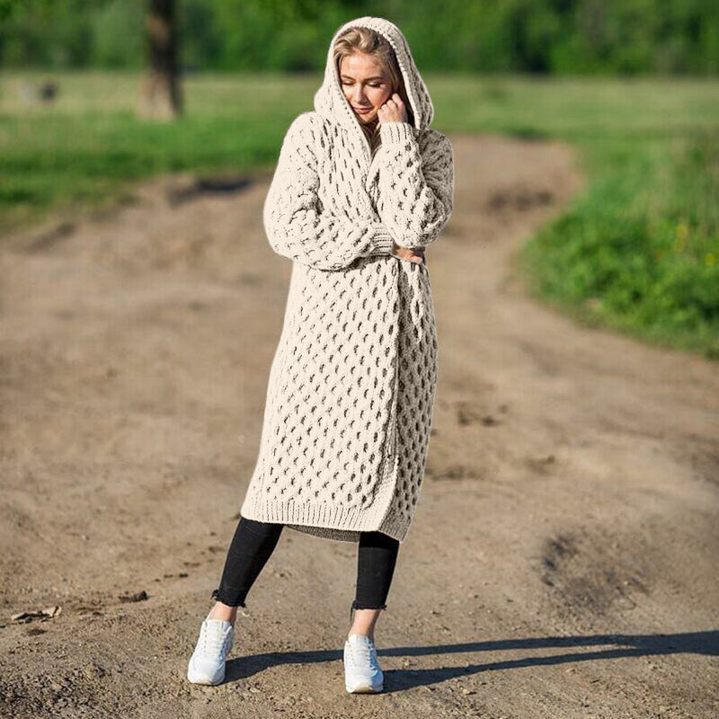 Women Hooded Cable Knit Cardigan | Amirae