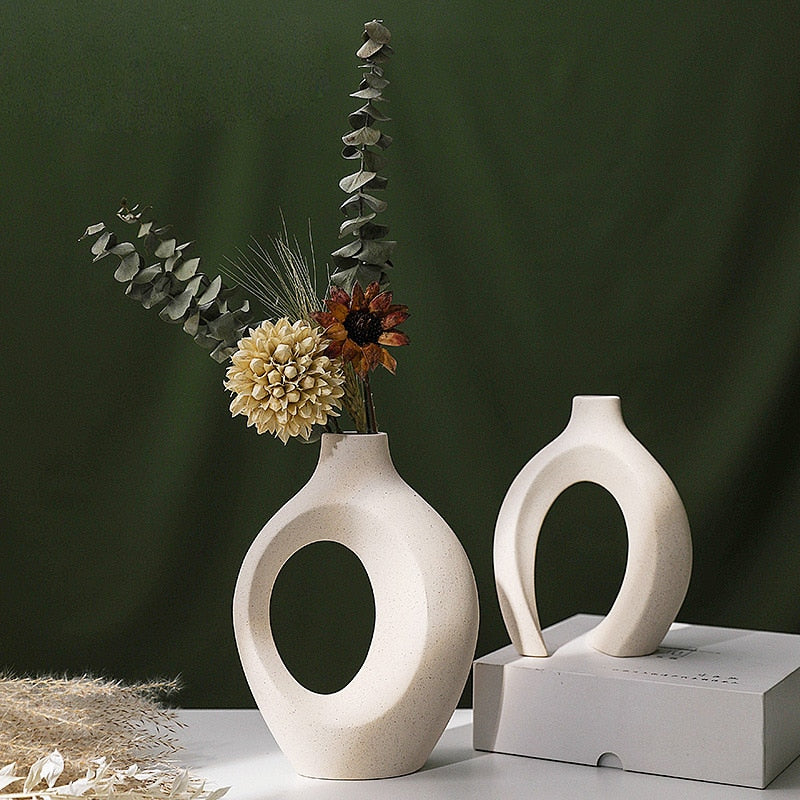 Decorative Double Vase White Ceramic | Modern Elegance 4