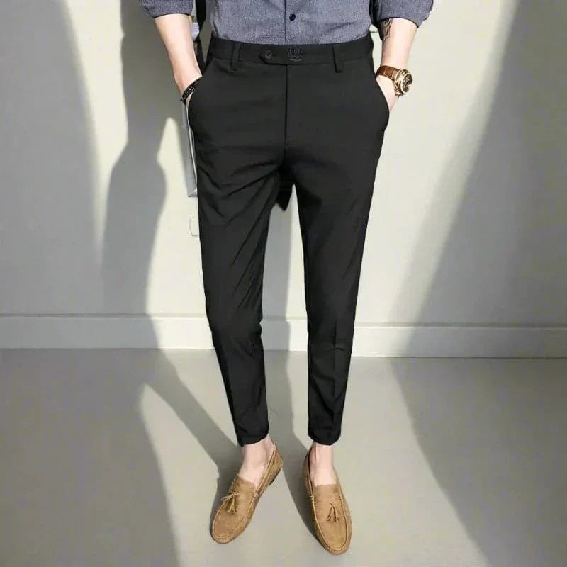 Men Slim-Fit Pants Striped Stretch Fabric | Classic Style-3