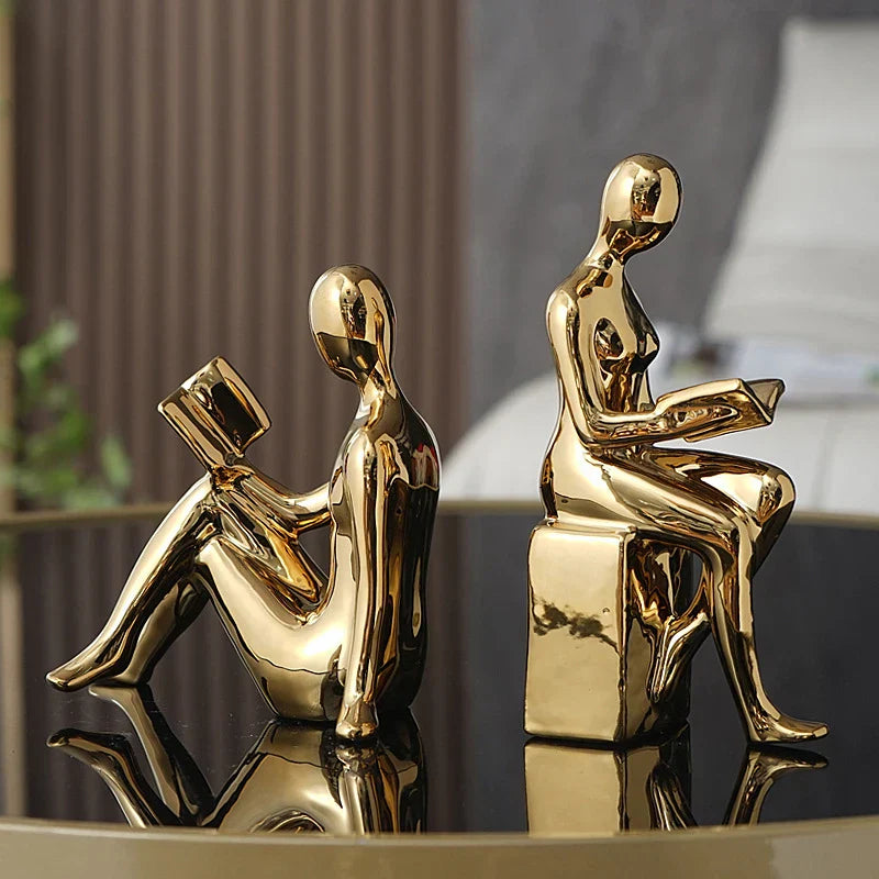 Variant image for Ceramic Decorative Sculpture Neutral | Elegant Reading Design-2