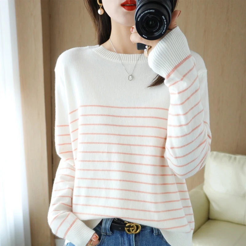 Women Striped Knit Sweater | Debora