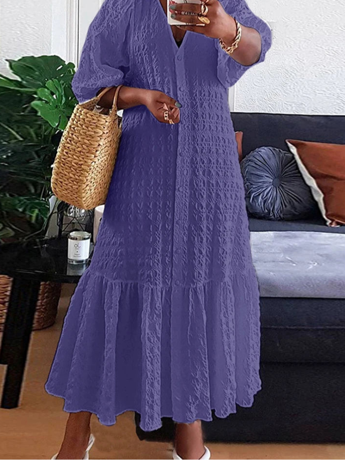 Women Textured V-Neck Maxi Dress | Althea