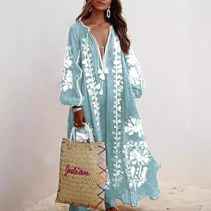 Women Maxi Dress Boho Print Cotton | Elegant Lady-2