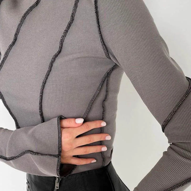 Women Striped Contrast Stitching Top | Rosalba