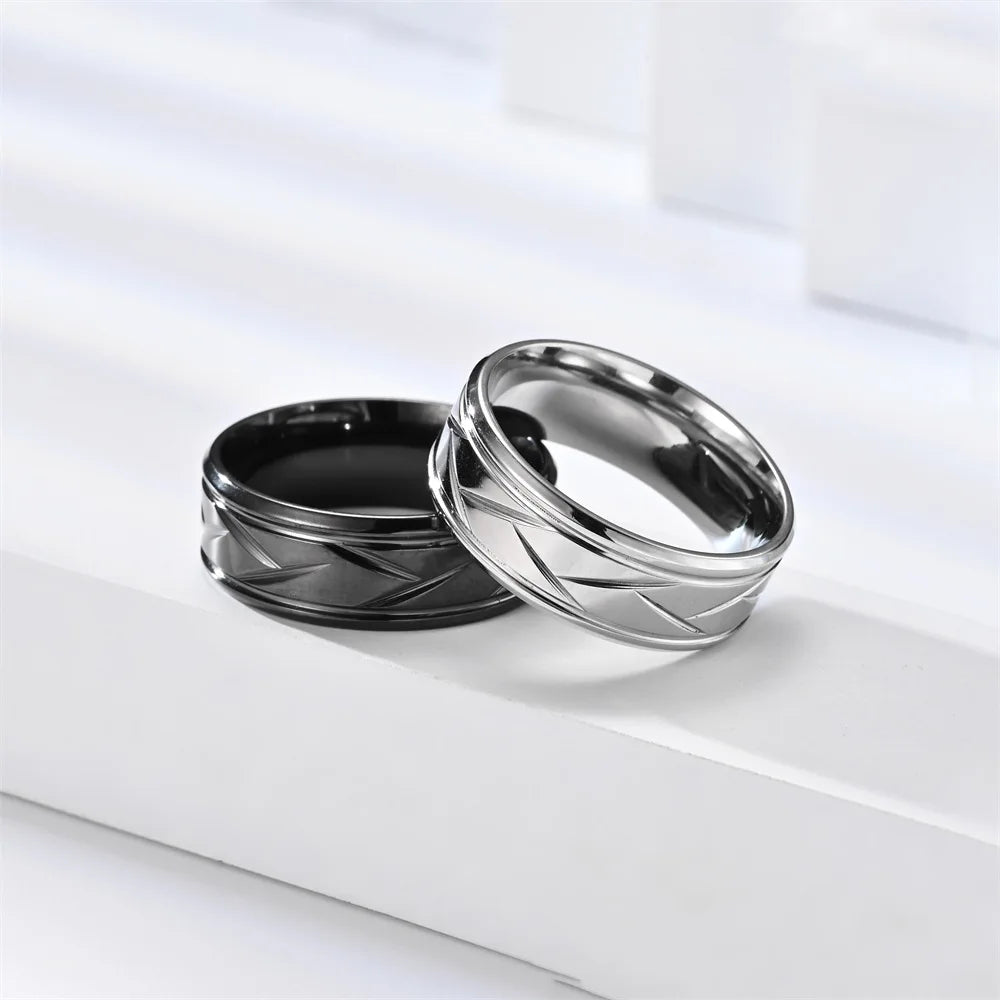 Unisex Diagonal Textured Ring | Kenver