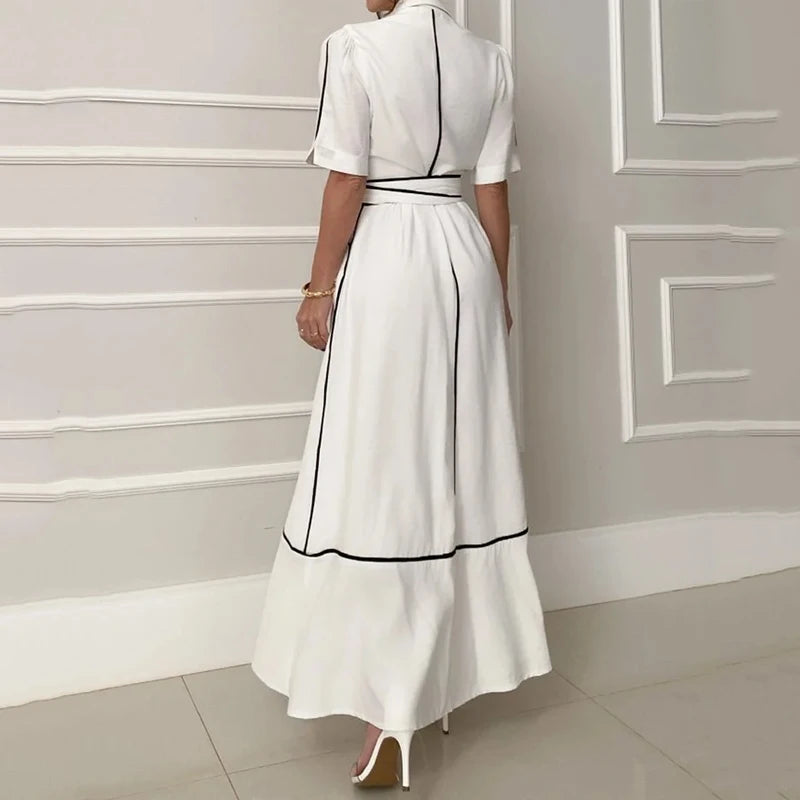 Women Elegant Belted Shirt Dress | Lavada