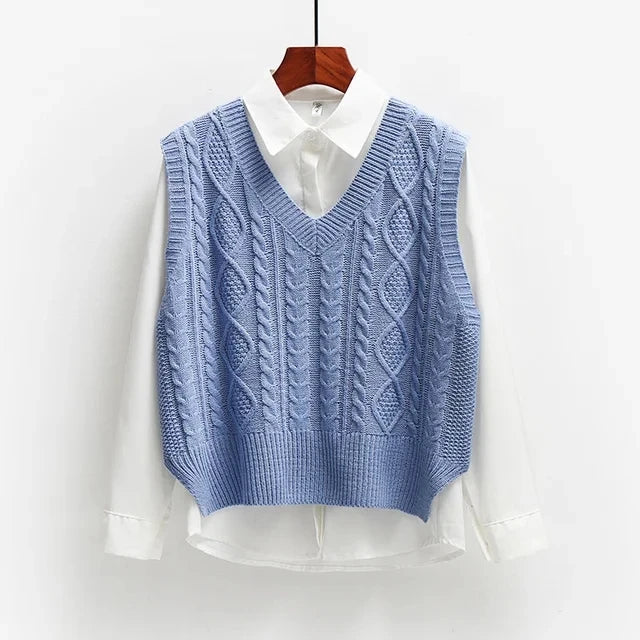 Women Cable Knit Sweater Vest | Amabel