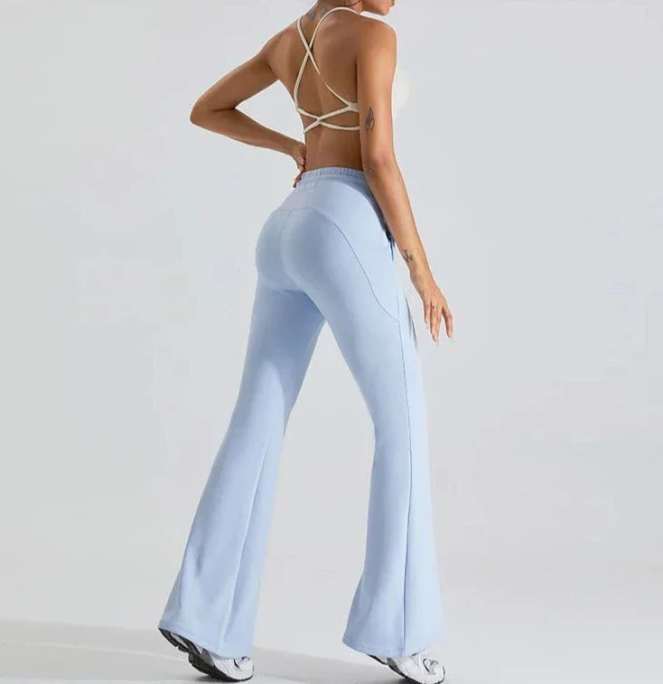 Women Flare Pants Black Nylon | Vibe-6