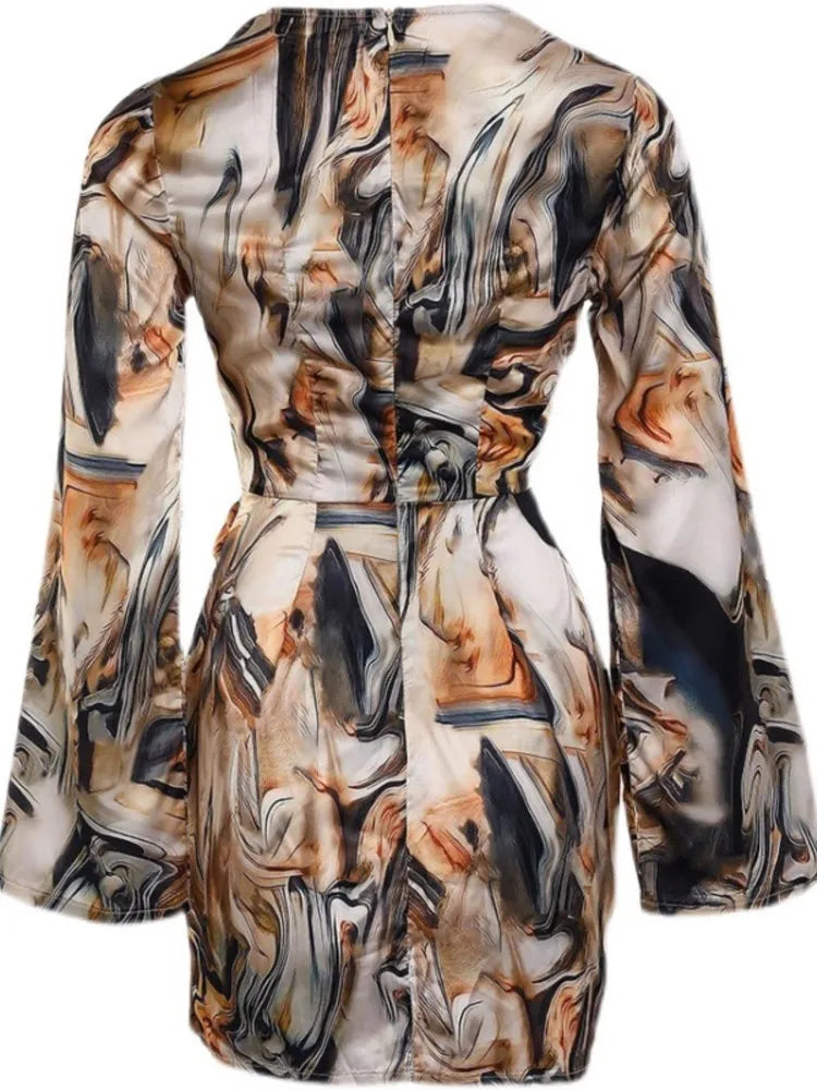 Women Abstract Print Wrap Dress | Maria