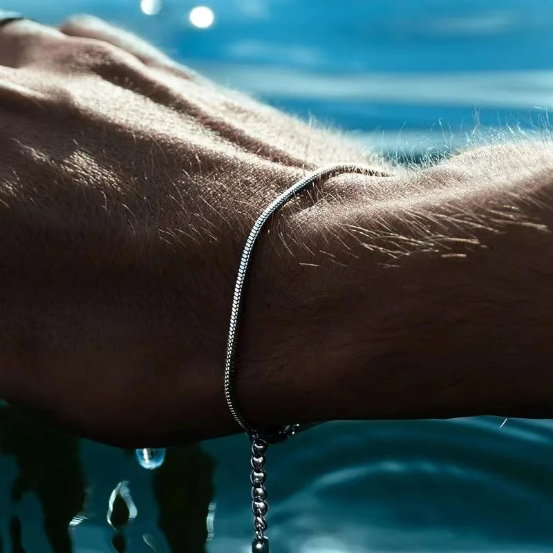Men's Bracelet Stainless Steel Square Snake Bone Chain | Trendsetter-3