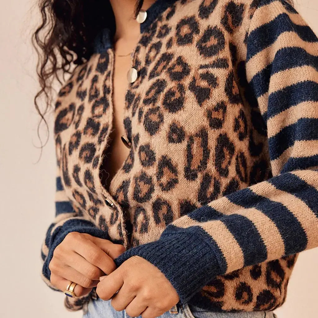 Women Leopard Print Button Cardigan | Philomena