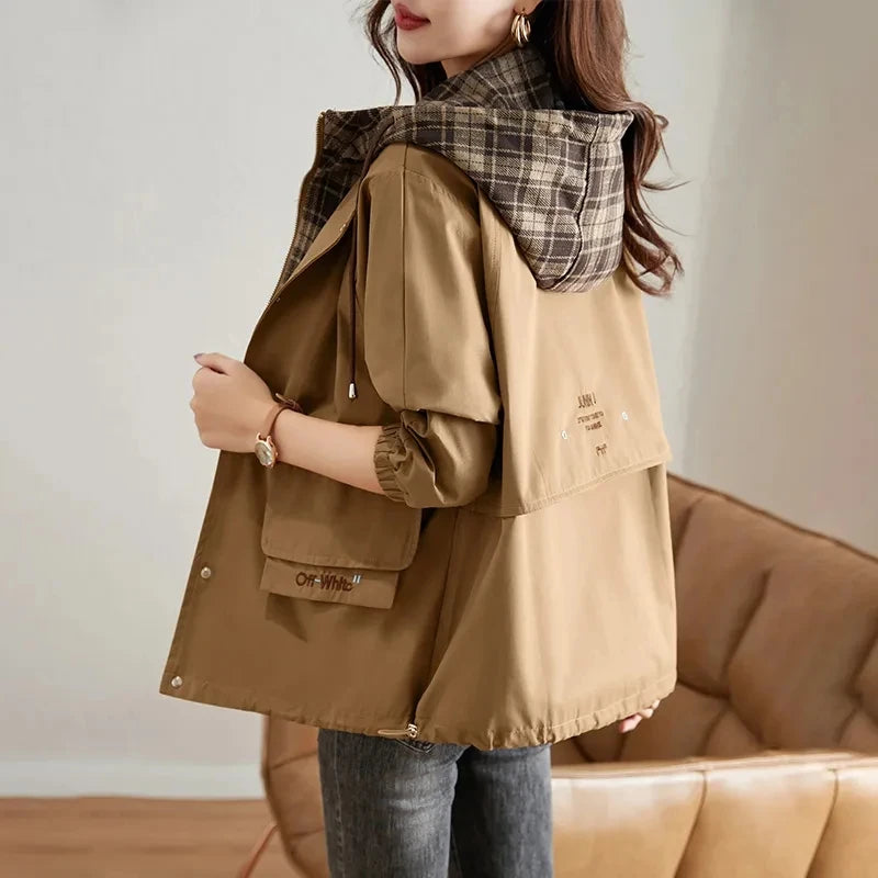Women Oversized Plaid Hooded Jacket | Galina