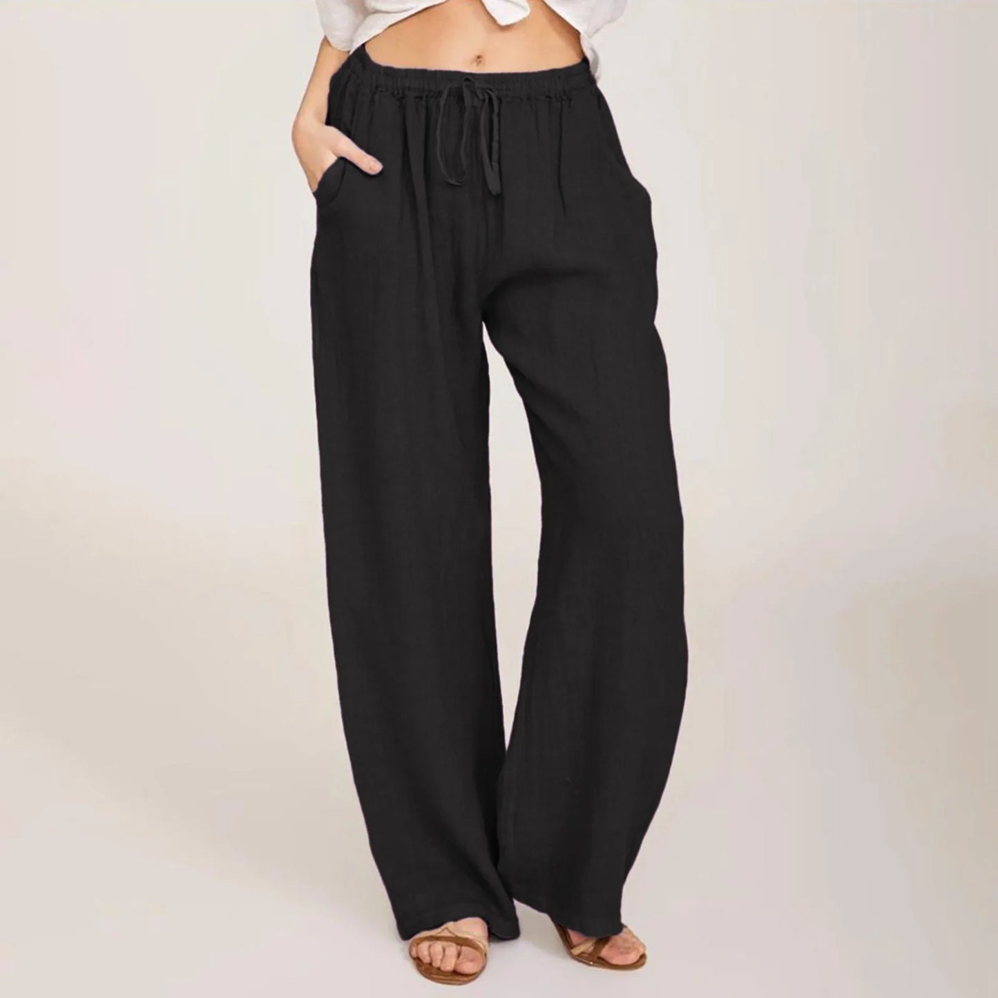 Women High-Waisted Wide-Leg Drawstring Pants | Nova