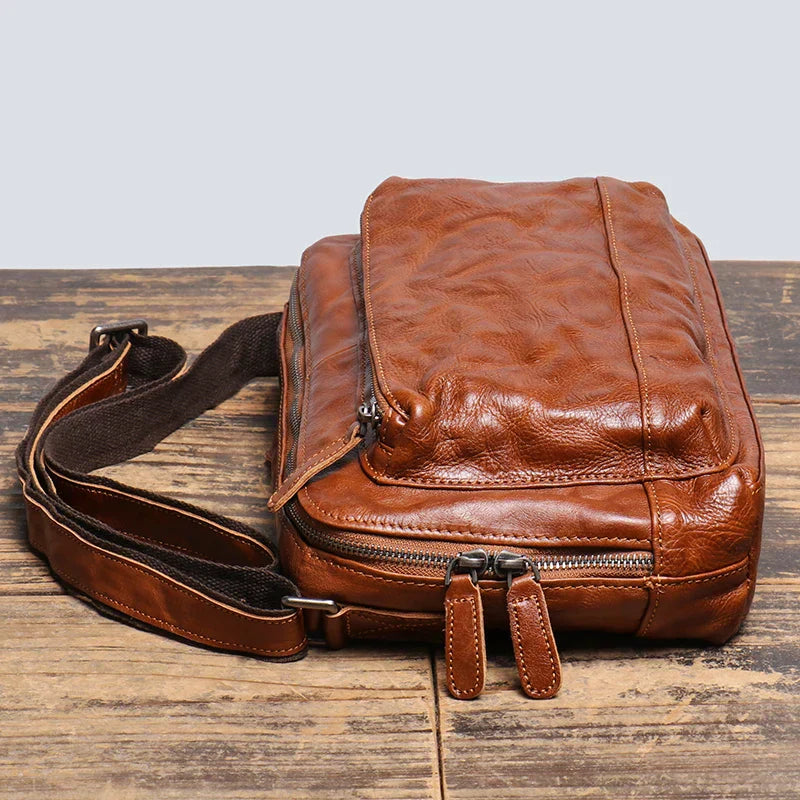 Men Vintage Leather Crossbody Bag | Owen