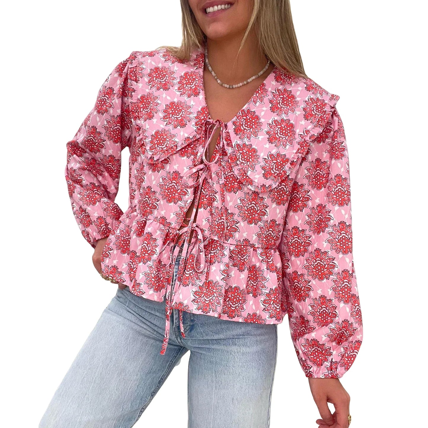 Women Ruffled Floral Blouse | Odessa