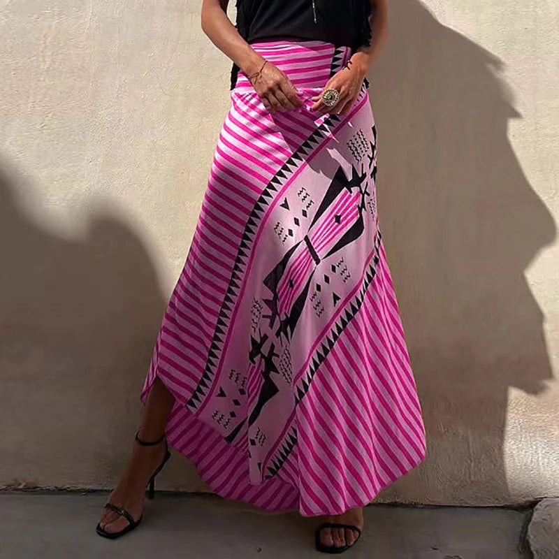 Boho Striped Maxi Skirt for Women | Zoe