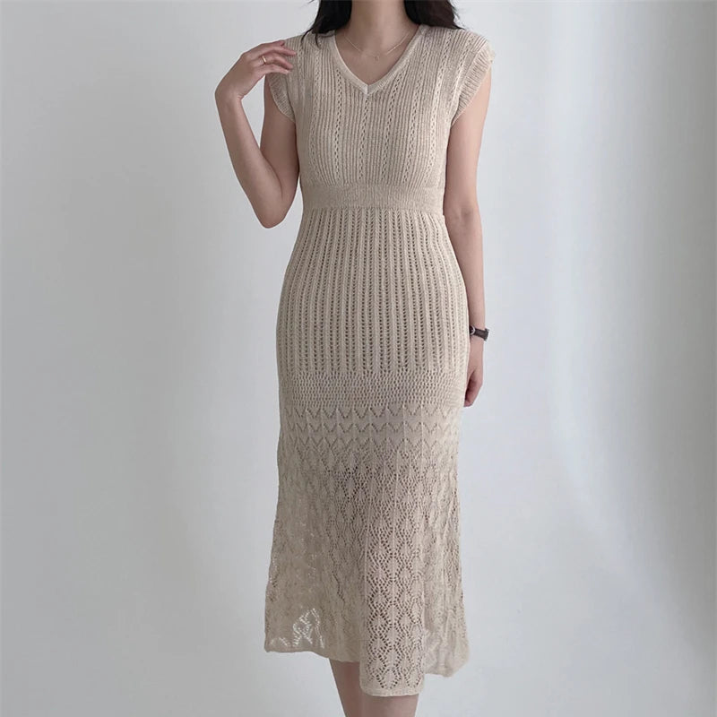 Women Knit Lace Midi Dress | Alexa