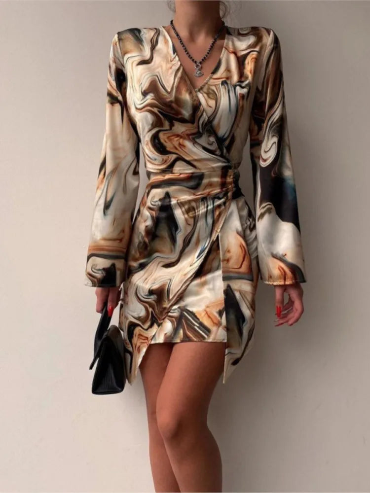 Women Abstract Print Wrap Dress | Maria