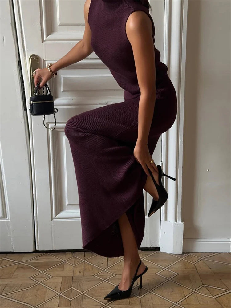 Women Sleeveless Knit Two-Piece Set | Melvina