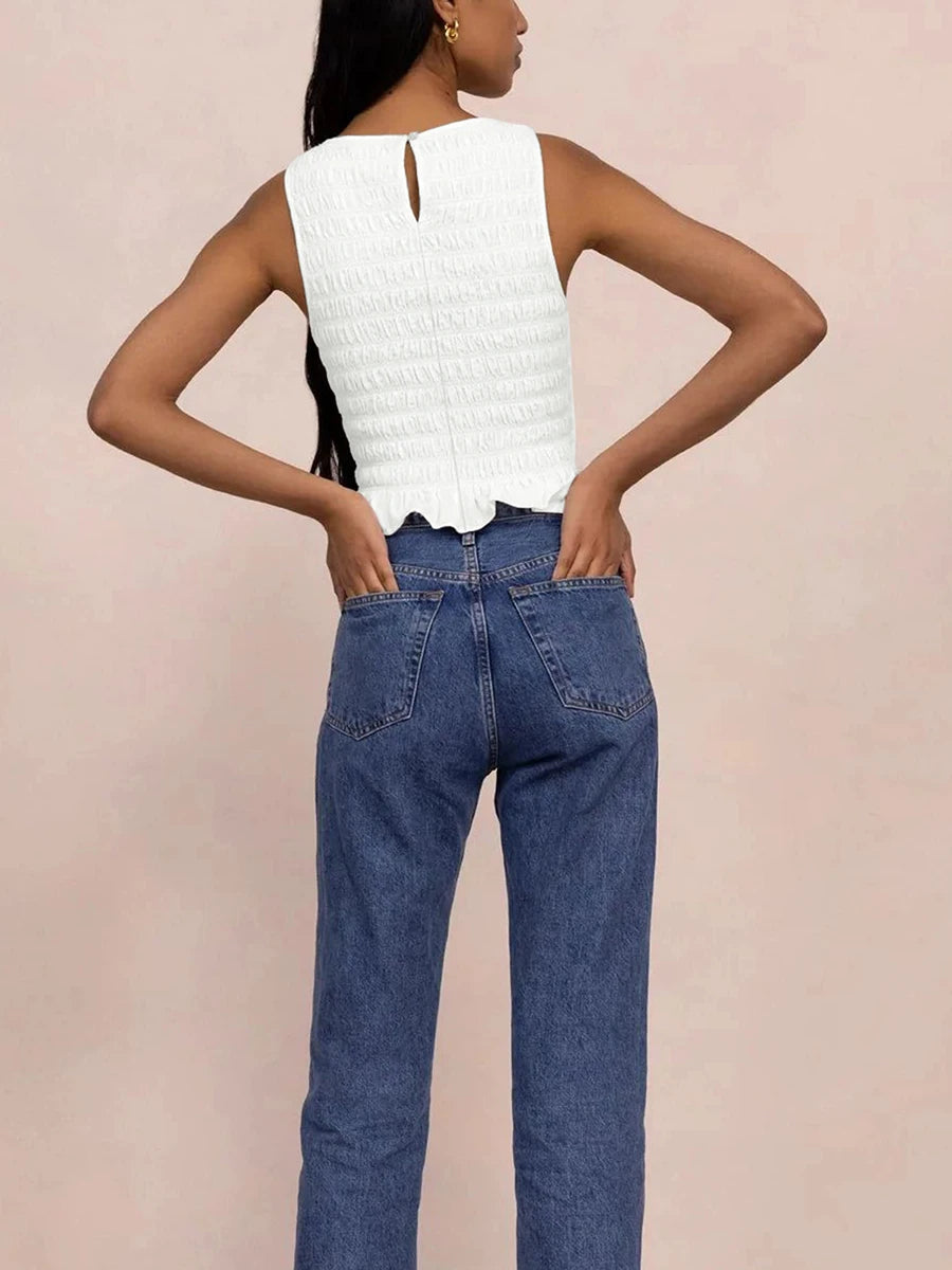 Women Smocked Sleeveless Top | Regina