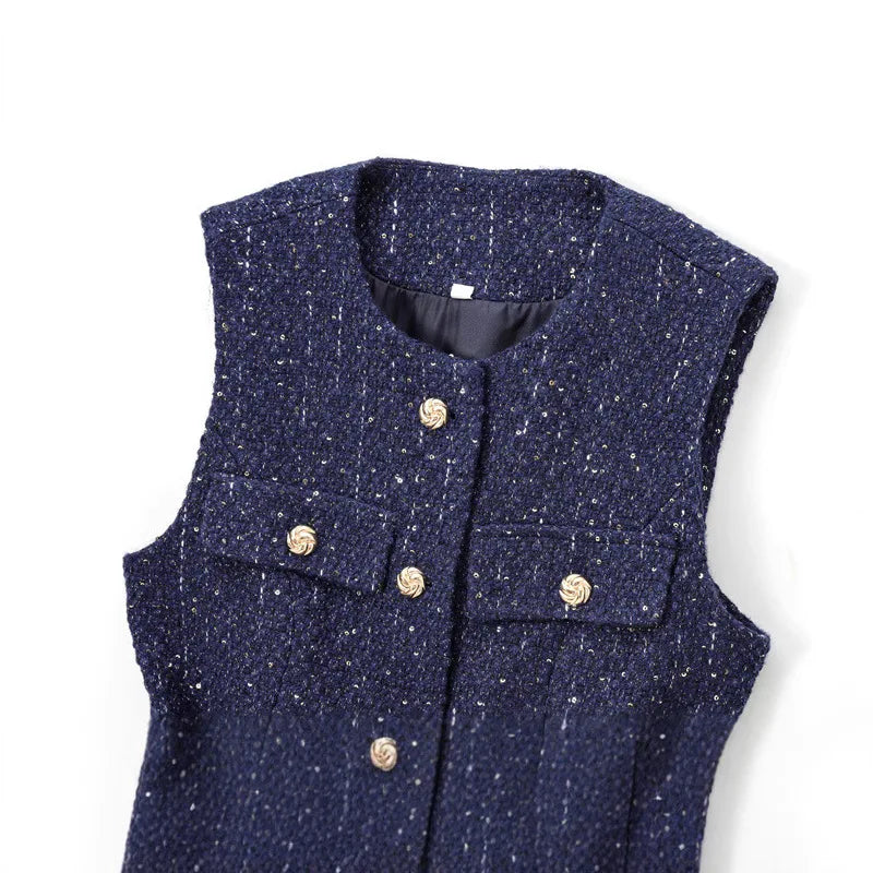 Women Vest Beige Cotton | Elegant Socialite-3